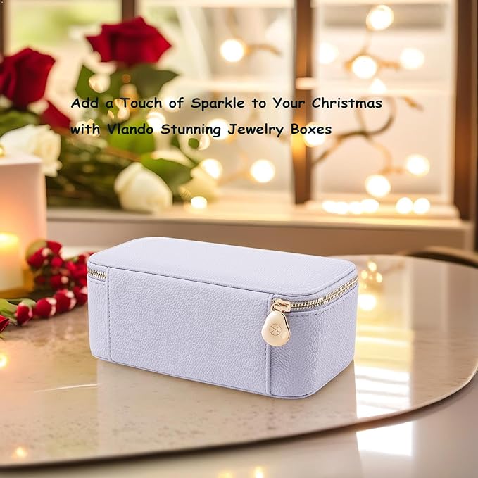 Vlando Travel Jewelry Box Organizer - 12 Small Velvet Zipped Pouches Pockets for Jewelries Necklaces Rings Earrings Sorting Storage, Lilac Purple