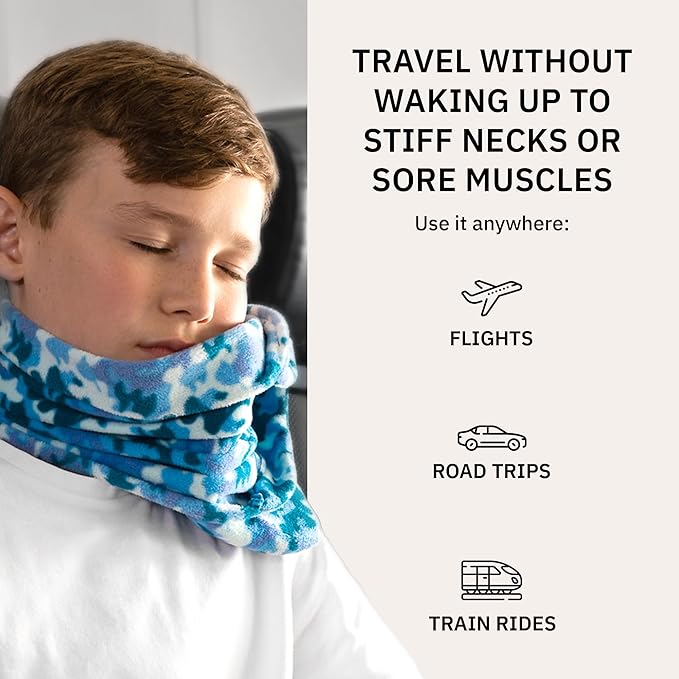 trtl Pillow Junior Kids Travel Pillow for Sleeping - with Built-in Head and Neck Support - Comfortable Kids Neck Pillow for Traveling - Compact and Machine-Washable - Aqua