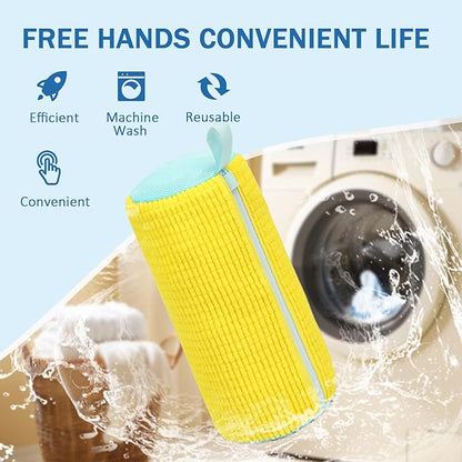 Shoe Washing Machine Bag, 2Pcs Laundry Shoe Bags for Washer and Dryer, 360° Deep Clean, Reusable Cleaning Kit for All Shoe Sizes, Endurable Zipper Washing Bag for Sneaker Gym Shoes, Yellow
