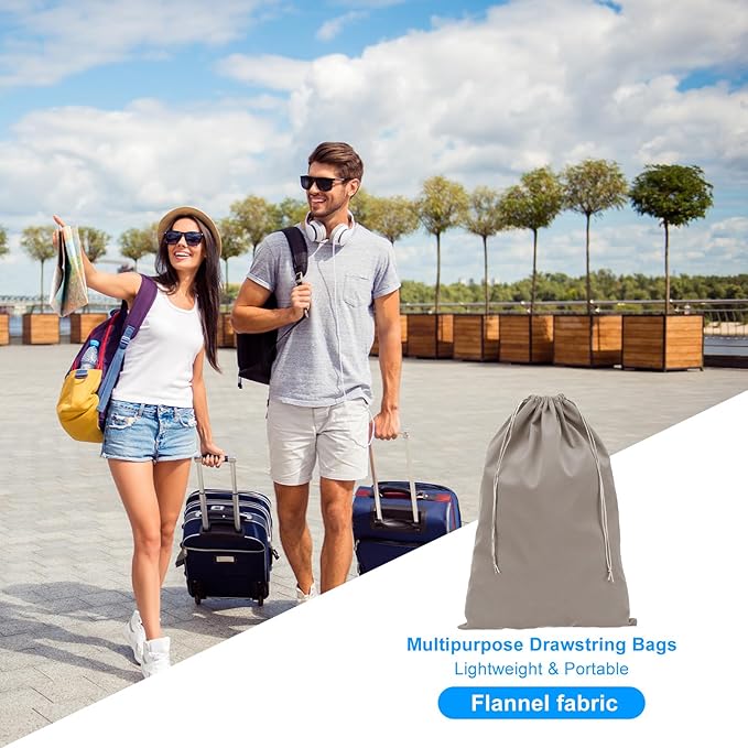 PATIKIL Shoe Dust Bag, 16 Pack Duster Flannel Shoes Pouch with Drawstring Washable Breathable Travel Shoe Bags for Home Luggage Storage, 12x17" Gray