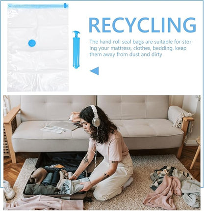 Mobestech Vacuum Seal Compression Bags for Clothing and Blankets Large Space-saving Storage Organizers Transparent Dustproof Bags for Travel Home Bedroom and Quilt Storage