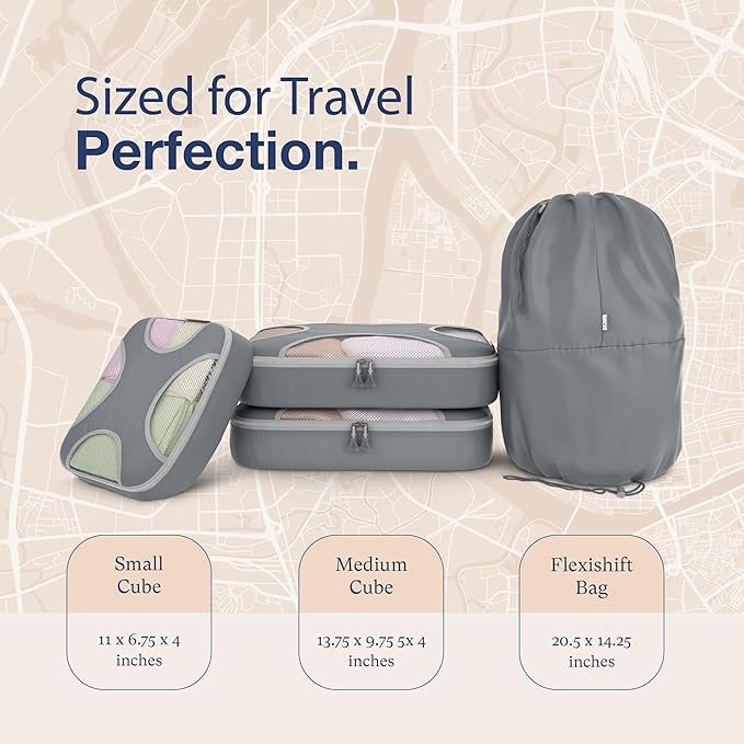 Shacke 6 Set Packing Cubes for Travel - Compression Packing Bags/Travel Organizer - Luggage Organizer Bags for Traveling - Travel Essentials for Women - Cruise Must Haves Packing List