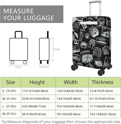 World Marks Travel Luggage Cover, Travel-Themed Suitcase Protector Stretchable, Washable Travel Suitcase Cover (M for 22-24 Inch Luggage)