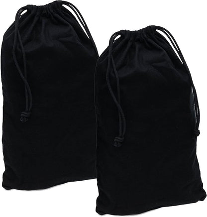 ZENPAC Cloth Bags, Black Duster Flannel Boot Storage with Drawstring Closure, Washable Breathable Cotton Fabric for Shoe, Luggage, 12.5x20.5, 2 Pack