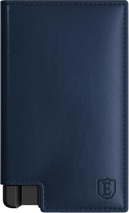 Ekster Men's Wallet PRO | RFID Blocking Parliament Leather Minimalist Wallet | Holds 14 Cards & Cash | Slim Cardholder for Men w/Push Button Designed for Quick Card Access | Navy