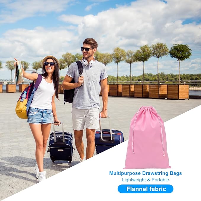 PATIKIL Shoe Dust Bag, 16 Pack Duster Flannel Shoes Pouch with Drawstring Washable Breathable Travel Shoe Bags for Home Luggage Storage, 12x17" Pink