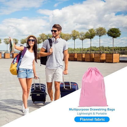 PATIKIL Shoe Dust Bag, 16 Pack Duster Flannel Shoes Pouch with Drawstring Washable Breathable Travel Shoe Bags for Home Luggage Storage, 12x17" Pink