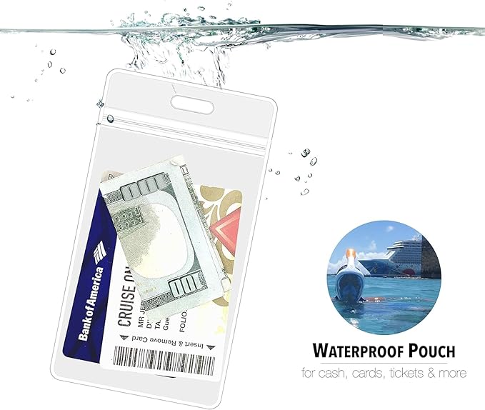 Cruise On Norwegian Luggage Tag Holders (4 Pack) & Lanyards (2 Pack) – Large, Clear, Waterproof Cruise Essentials 2025-2026 – Secure Ship Tags & Cards (Royal Blue)