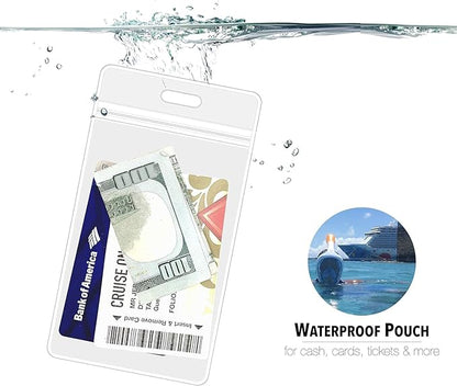 Cruise On Norwegian Luggage Tag Holders (4 Pack) & Lanyards (2 Pack) – Large, Clear, Waterproof Cruise Essentials 2025-2026 – Secure Ship Tags & Cards (Royal Blue)