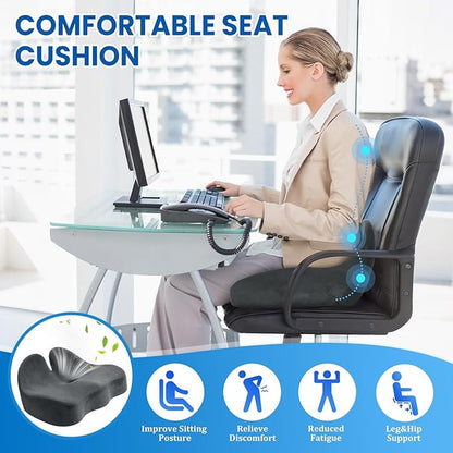 Seat Cushion, Memory Foam Office Chair Seat Cushion for Office Chairs/Car/Long Trip/Desk Chair/Gaming, X-Large Size for Sciatica & Hip & Tailbone Pain Relief, Sciatica Support (Gray)