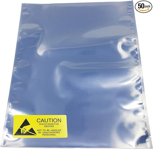 Open Top Antistatic Bag for ATX Motherboard Graphics Card GPU Electronics Anti Static Ziplock ESD Shielding Bags, 50 Pcs 12x16inch with Anti-Static Label…