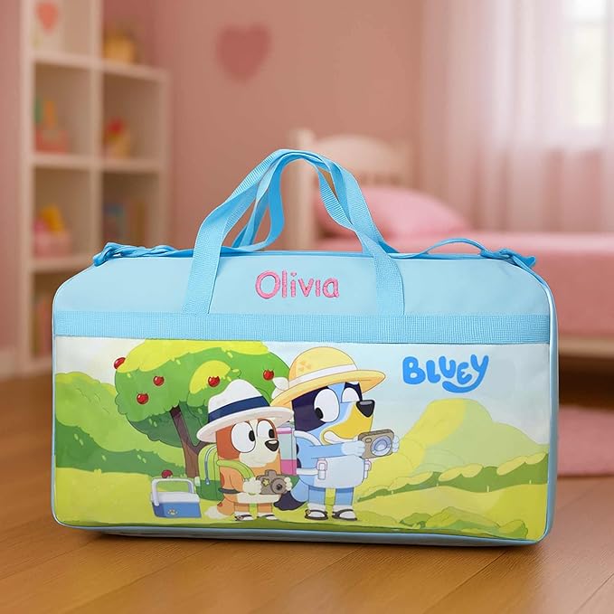 Personalized Travel Duffel Bag Created Using Character Duffel Bag - 18" (Created Using Bluey Duffel Bag)