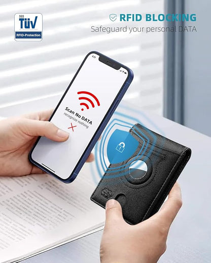 Zitahli Men's Wallets Airtag Holder Slim Rfid Leather with Gift Box