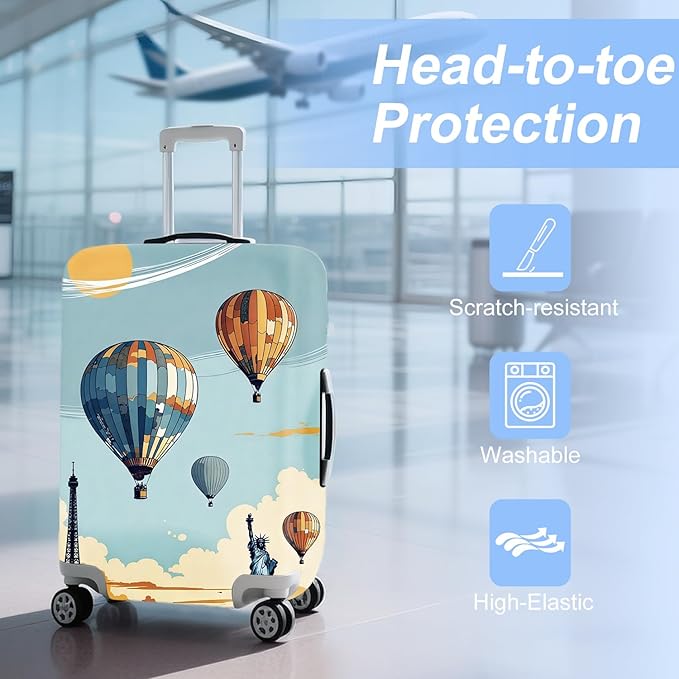 ANNA QUEEN Travel Luggage Cover Suitcase Protector Suitcase Cover Anti-Scratch,Stretchable Bag Cover Washable Durable Polyester with Elastic Hem with Zipper Closure