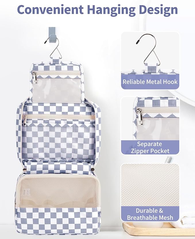 Narwey Small Hanging Travel Toiletry Bag for Women, Travel Bag for Toiletries, Makeup Bag Organizer Cosmetic Bags Make Up Bags for Girls