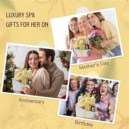 Christmas Gifts for Women - 7-Piece Honey Almond Spa Gift Set, Bath & Body Gift Set, Bath Collection with Bath Bomb | Mothers Day Gifts for Mom, Fathers Day, Birthday Gifts, Holiday Present for Women
