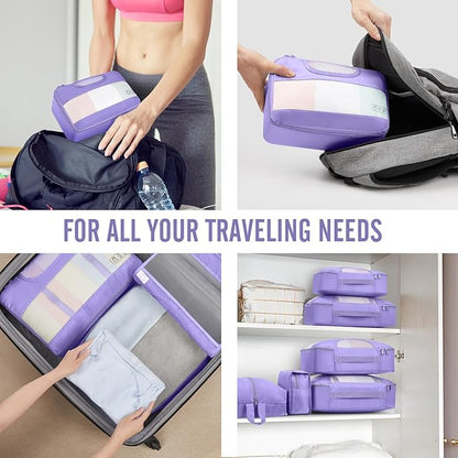 Veken 10 Set Packing Cubes for Travel Essential, Suitcase Organizer Bags in 4 Sizes, Carry-On Luggage Accessories with Large Laundry & Hanging Toiletry Bag, Must-Have for Airplane, Road Trip & Camping
