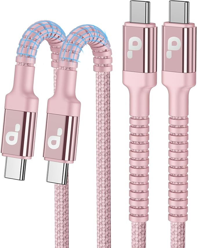 USBC Cables 6FT, 2Pack USB C to C Charger Cable, Long USBC Fast Charging Cable Nylon Braided USB C iPhone Charger Cord Compatible with iPhone 17 16/15/Pro Max/PlusSamsung Galaxy S23/LG and More-Pink