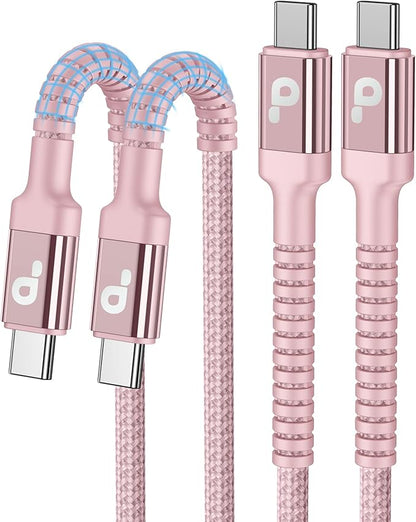 USBC Cables 6FT, 2Pack USB C to C Charger Cable, Long USBC Fast Charging Cable Nylon Braided USB C iPhone Charger Cord Compatible with iPhone 17 16/15/Pro Max/PlusSamsung Galaxy S23/LG and More-Pink