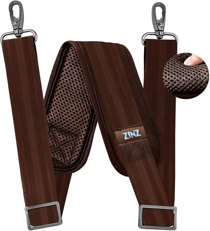 ZINZ 79 inch Shoulder Strap, Extra-thick Fixed Cushion Pad and Dual Clasps Universal Replacement Strap with Metal Swivel Hooks for Laptop Bags, Luggage Bags, Camera, Crossbody (200cm,Brown)