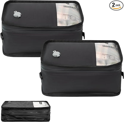 Compression Packing Cubes for Travel, Small Vacuum Bags for Business Trip, 12 Inch Professional IP67 Reusable Packing Cubes, Organizer Bags for Luggage for Women & Men(2 PACK, No Pump)