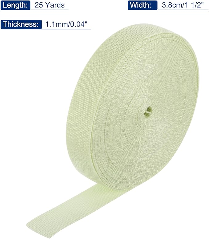 MECCANIXITY Lightweight Polypropylene Webbing Strap 1 1/2" 25 Yard Backpack Strapping Band Apricot for Outdoor Luggage Cargo Straps