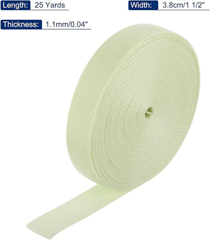 MECCANIXITY Lightweight Polypropylene Webbing Strap 1 1/2" 25 Yard Backpack Strapping Band Apricot for Outdoor Luggage Cargo Straps