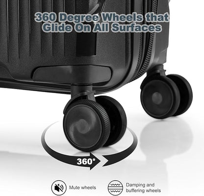 Nazhura Luggage Set, 3-Piece Hardside Suitcase Set, 20-inch Carry On, 24-inch, 28-inch Luggage