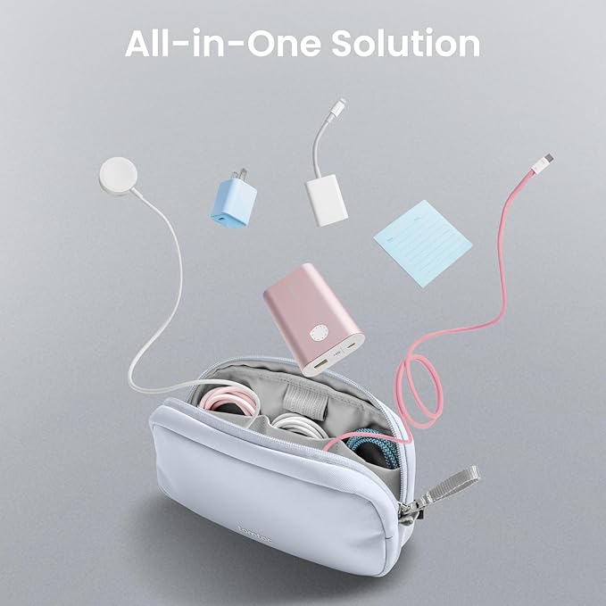 tomtoc Electronics Organizer Travel Case Performance, Water Resistant Bag Cable Tech Pouch Accessories, Carry Storage for Cord, Phone, Cables, Airpods, USB Flash Drive, Daily Items