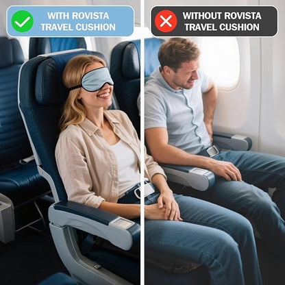 Larger Self-Inflating Airplane Seat Cushion for Long Flights – Portable Travel Cushion Airplane Seat - Memory Foam Travel Seat Cushion Providing Pressure Relief (Black)