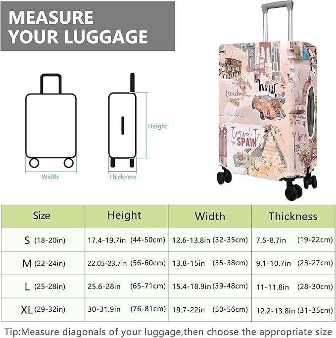 Travel Luggage Cover Suitcase Protector Fits 18-32 Inch Wheel Covers PatternedTravel Related Items Flower Luggage Protector Elastic XL