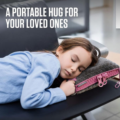 VENTURE 4TH Travel Blanket Pillow – Premium Ultra-Soft & Warm 2-in-1 Blanket or Pillow for Airplane, Car & Bus – Compact, Lightweight & Portable – Lint-Free, No Shedding, No Pilling - Gray/Pink