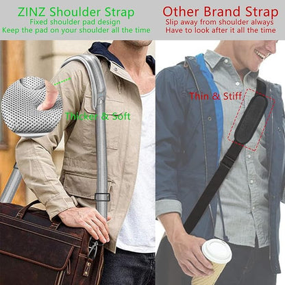 ZINZ 79 inch Shoulder Strap, Extra-thick Fixed Cushion Pad and Dual Clasps Universal Replacement Strap with Metal Swivel Hooks for Laptop Bags, Luggage Bags, Camera, Crossbody (200cm,Gray Silver)