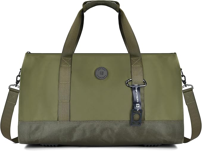 travel inspira Convertible Garment Bag 2 in 1 Carry On Garment Duffle Weekender 45L with Extended Shoe Compartment, Waterproof Nylon, Hanging Hook for Travel Business Men, Army Green