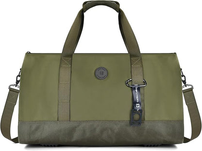 travel inspira Convertible Garment Bag 2 in 1 Carry On Garment Duffle Weekender 45L with Extended Shoe Compartment, Waterproof Nylon, Hanging Hook for Travel Business Men, Army Green