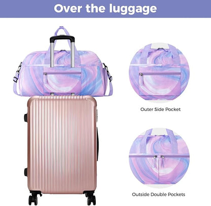 Choco Mocha Girls Duffle Bag for Travel Sports Duffle Bag with Shoe Compartment Gym Duffle Tote Bag Dance Duffle Bags for Teen Girls Pink