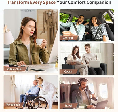 FLORICH Reversible Car Lumbar Support Pillow and Car Neck Pillow Suede & Leather Double-Sided Car Seat Headrest with Lumbar Cushion Relieve Back Neck Fatigue for Car, Office Chair, Wheelchair, Gray