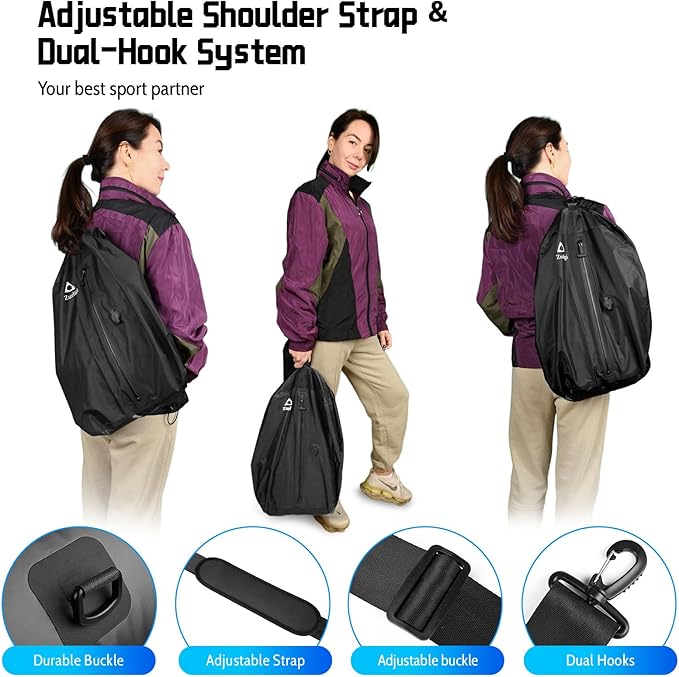 Zurligi Vacuum Bags for Travel with Pump, Vacuum Compression Bag with Adjustable Shoulder Strap, IP67 Reusable Vacuum Packing Cubes for Luggage, Backpack, Suitcase, Yoga, Swim, Beach
