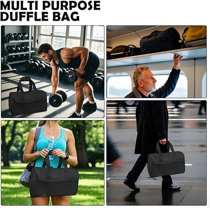 Gym Bag for Men Women, Duffle Bag with Shoe & Laptop Compartment, Waterproof Fitness Workout Sports Bag for Travel Overnight Weekend Swimming Yoga (Black, 42x25x20cm)