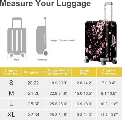 ANNA QUEEN Cherry Blossom Luggage Cover, Elegant Pink Sakura Design Suitcase Protector, Stretchable Washable Travel Sleeve for 28-30 Inch Luggage