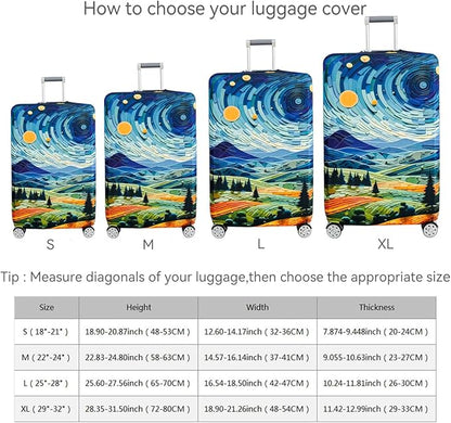 fancyfree Luggage Cover Washable Suitcase Protector Anti-scratch Suitcase cover (Countryside And Starry Sky, S(18"-21" luggage))