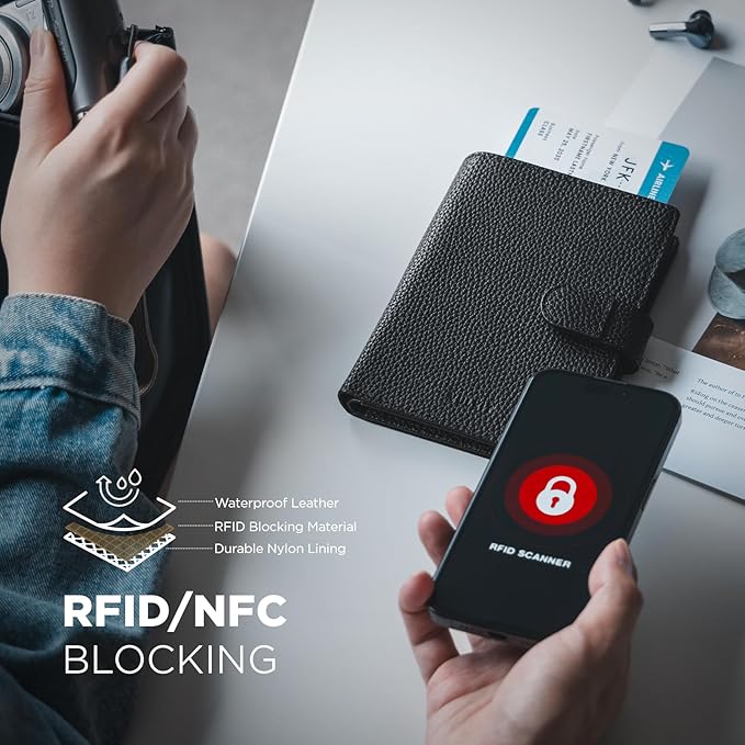 VULKIT Leather Passport Travel Wallet for 2 Passports Pocket Slim Double Passport Holder RFID Blocking with ID Window for Women or Men