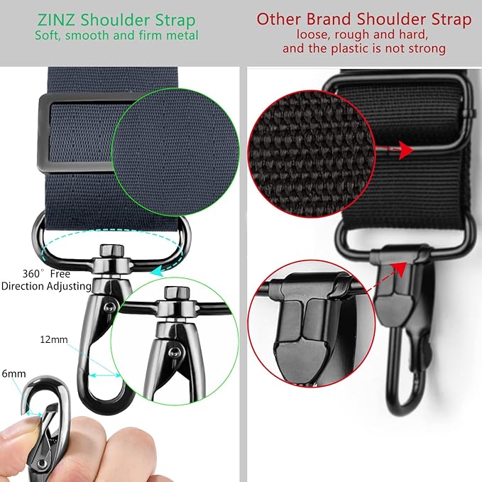 ZINZ Shoulder Strap 78" Universal Handbag Strap with Ultra-thick Fixed Padded and Dual Balanced Adjustable Buckles Shoulder Crossbody Strap for Briefcase Messenger Bag Laptop bag Luggage，Dark Gray