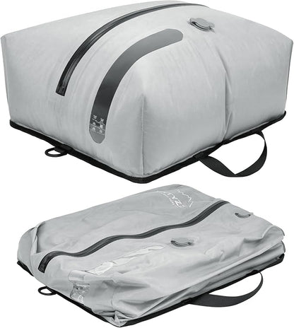 ONTYZZ Travel Vacuum Compression Bags Space Saver Vacuum Bags Reusable Compression Bag with IP67 Waterproof Zipper for Travel Suitcases and Backpack,One Pack Grey（NO PUMP!）