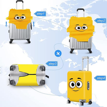 ANNA QUEEN Cute Emoticons Yellow Luggage Cover Washable Suitcase Protector Suitcase Cover Anti-Scratch,Stretchable Fit for 18-32Inch Luggage,Travel Bag Cover XL(fits 29-32Inch suitcase)