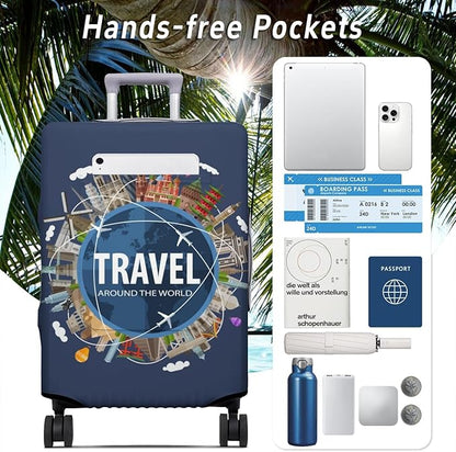 Travel around the world Travel Luggage Cover, Travel-Themed Suitcase Protector Stretchable, Washable Travel Suitcase Cover (XL for 29-32 Inch Luggage)