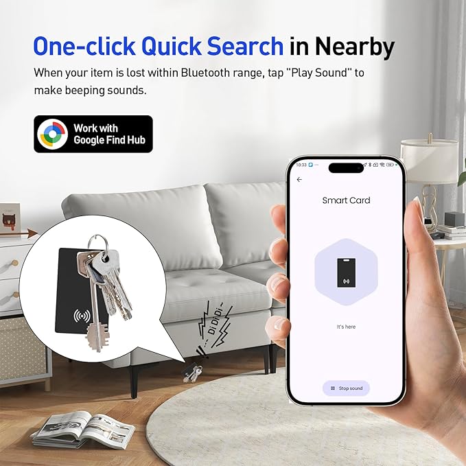 Android Wallet Tracker Card Rechargeable Air Tags-2 Pack, Works with Google Find Hub App (Only Android), Wireless Charge, IP68 Waterproof, for Keys. Luggage, Suitcase, Backpack