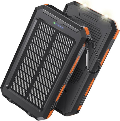 Power Bank 38800mAh Solar Portable Charger with USB-C Fast Charging Compatible with iPhone, Samsung, with 2 LED Flashlights and IPX5 Waterproof External Backup Battery Pack Perfect for Camping, Hiking