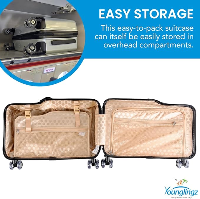 Younglingz LIL FLYER GO Version 2 Ride On Suitcase for Kids | Carry On Luggage with Toddler Seat, Foldable Handlebars, Pedals, and Removable Wheels | Holds up to 80 lbs | Pink Motorcycle | Ages 2-6