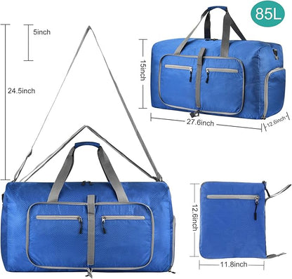 Dimayar Travel Duffle Bag for Men Women - Foldable Duffel Bag with Shoes Compartment - Overnight Bags Waterproof & Tear Resistant(85L,Navy Blue)